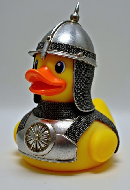 ottom knight, wearing armor, a yellow rubber duck