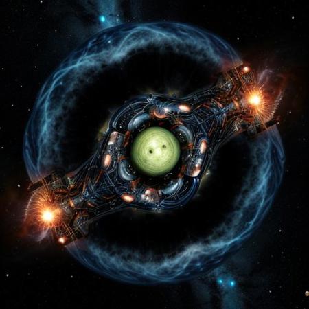 (Space battlecruiser) shaped like fractal (cucumber) in hyperspace, enters into real blackhole, real photo of blackhole hat shape on background,
dynamic movement, explosive force,  glowing, nebula, 8K resolution. sci-fi, hyperspace fortress, hyperspace gate