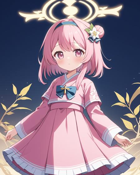 serina \(blue archive\),1girl, hanbok, solo, halo, blush, looking_at_viewer, pink_skirt, long_sleeves, skirt_hold, official_alternate_costume, parted_lips, branch, single_side_bun, alternate_costume, hairband, hair_flower
<lora:serina_(blue_archive)_image162_batch3_v1:1>,halo,. gorgeous,key visual, vibrant, studio anime,award-winning, professional, highly detailed,high budget, cinemascope