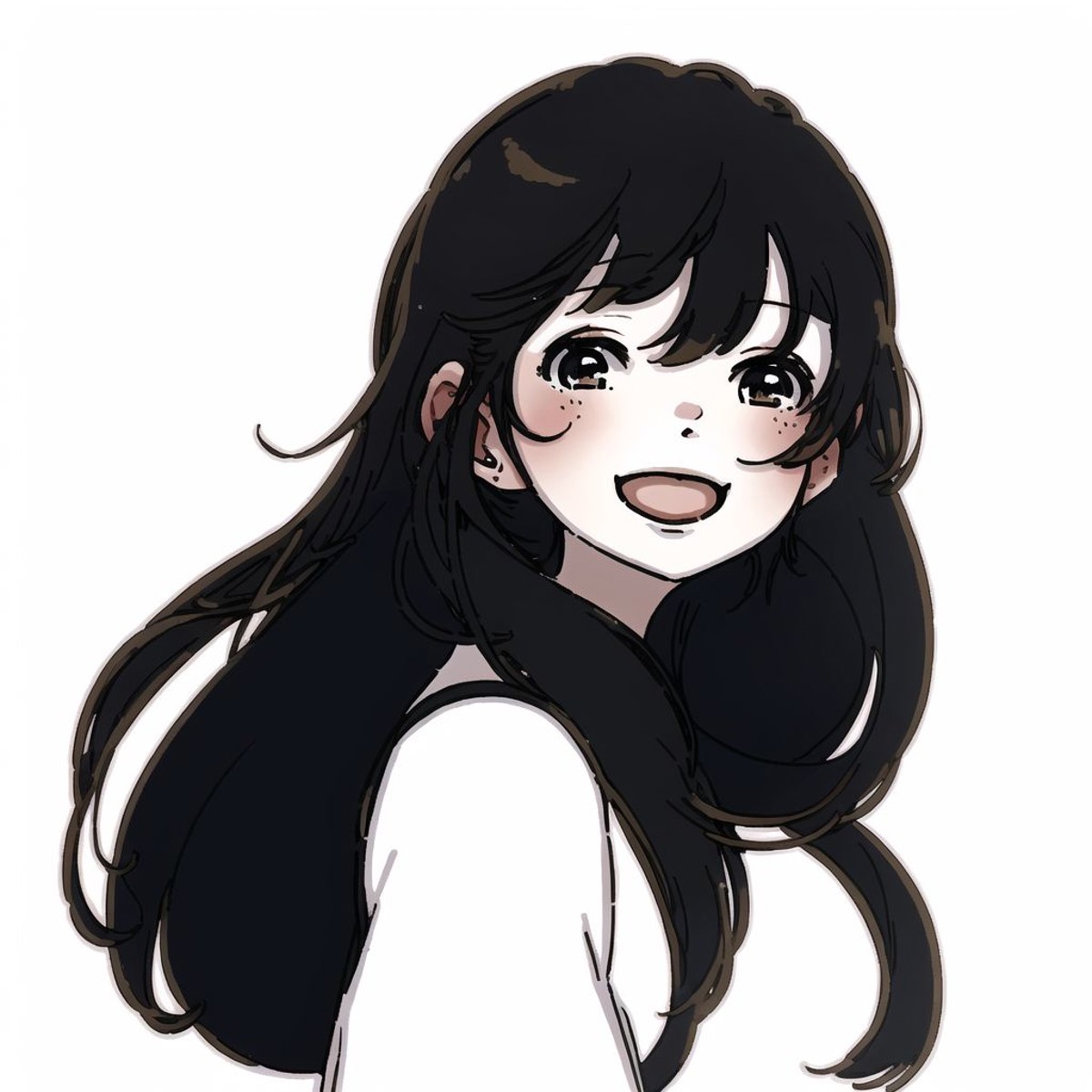 <lora:fuuka_kobayashi:1.0>, (fuuka_kobayashi:1.0), drawing, 1girl, black hair, long hair, nontraditional miko, open mouth,...