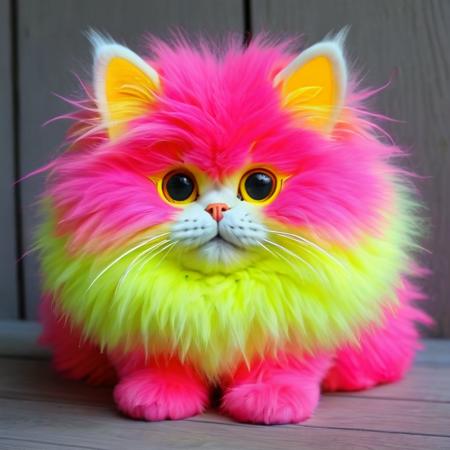 Cat fluffy <lora:cute:0.3>, vibrant neon pink and yellow