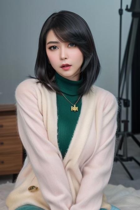 fubuki,,fubuki (One Punch Man),female one person0one person0one persongirl0beautiful face01 girl0big breasts0elegant adult woman0beautiful woman0big breasts0dark green turtleneck0dark green knit sweater0long sleeve0gold necklace0white fur coat0less exposed0No exposure ,beground default ,feri nice perffeck quality detail ,Realistic eyes ,face girl,striking green hair color, ((fullbody shoot))