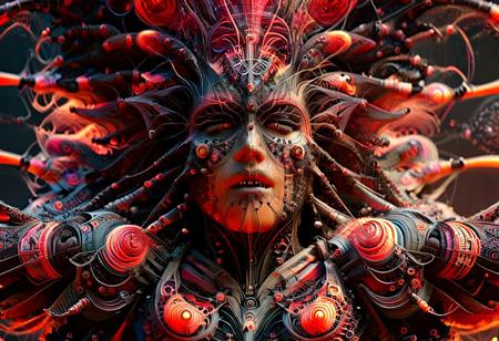 a dark goddess in black armor, ral-frctlgmtry Painstaking Attention To Details glowing runes tattooed on her face and neck and arms, looking at viewer, standing in front of a pile of severed heads, glowing red eyes, Cinematic film still, shot on v-raptor XL, color graded, post-processed, cinematic lighting, 35mm film, live-action, best quality, atmospheric, a masterpiece, terrifying, stunning, dramatic