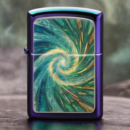 A Zippo made of enchanted glass, containing a swirling vortex that seems to lead to another dimension, enchanted glass:0.9, swirling vortex:0.8, another dimension:0.7.<lora:zippo:1.0>