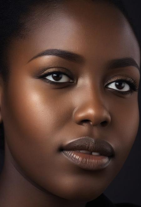 Ultra realistic portrait, high-contrast palette, timeless feeling, cinematic quality, modern art photograph, beautiful female actress, fat kenyan adult face, detailed, stunning, Aesthetically Pleasing