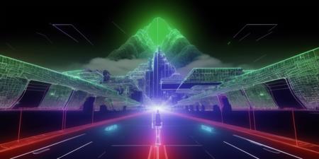 <lora:15ParralelDimensions:1>parallel dimension: a computer generated image of a futuristic city at night