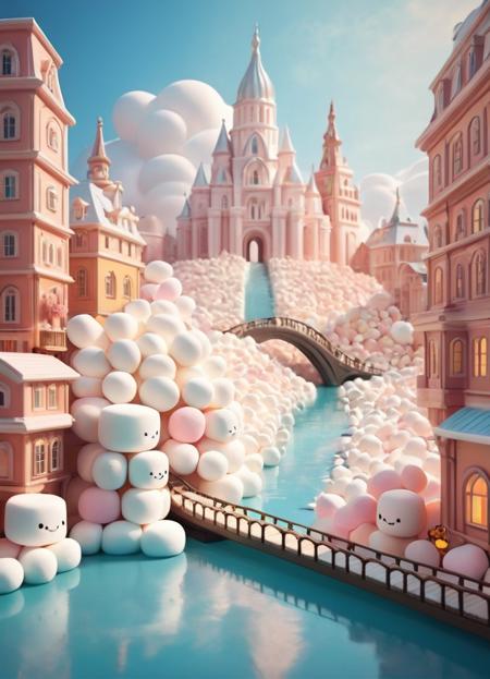 Abstract style Marshmallow, outdoors, blue sky, day, cloud, bridge, water, scenery, smile, blush stickers, building, professional, romantic, detailed, color, perfect, light shining, sharp focus, modern, luxurious, intricate, elegant, amazing composition, cinematic, beautiful, dramatic ambient, highly saturated colors, epic, composed, new, famous, fine, great
 <lora:MarshmallowXL:1>, , <lora:FILM_PHOTOGRAPHY_STYLE:0.25> . Non-representational, colors and shapes, expression of feelings, imaginative, highly detailed