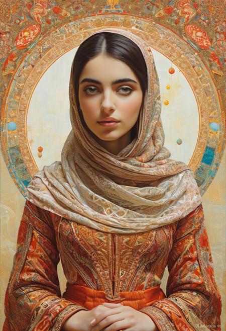Persian Girl,([by Richard Dadd|by Christopher Balaskas]:1.5), (In the hallowed halls of intellectual discussion, each word is enlightened by the energy and wisdom that emanates from it. The air crackles with an intense debate, with every nuanced expression conveying a sense of depth and understanding. The air is thick with the scent of eloquence and depth, as the participants engage in a dance of intellect, their words weaving a tapestry of insight and understanding. The air is filled with a sense of deep contemplation, as the participants embark on a journey through the world of knowledge and learning.:0.5) (Googie Art Style:1.3) <lora:xl_more_art-full_v1:0.5> <lora:add-detail-xl:0.7> <lora:MJ52:0.4>