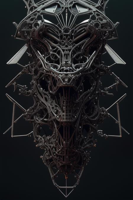 d47d cybernetic, intricate symmetrical circuitry and greebling, impossible geometry, 3d octane render, by huleeb, by greg rutkowski, intricate details, complex lighting, ray traced reflections, metallic, trending on behance, trending on artstation