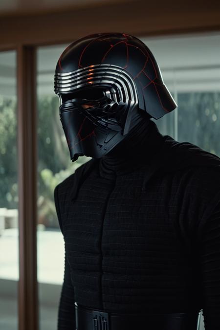 cinematic film still kylo ren, broken helmet, at sunroom<lora:Kylo_Ren_XL:0.8> . shallow depth of field, vignette, highly detailed, high budget Hollywood movie by andrea arnold, bokeh, cinemascope, moody, epic, gorgeous, film grain, grainy