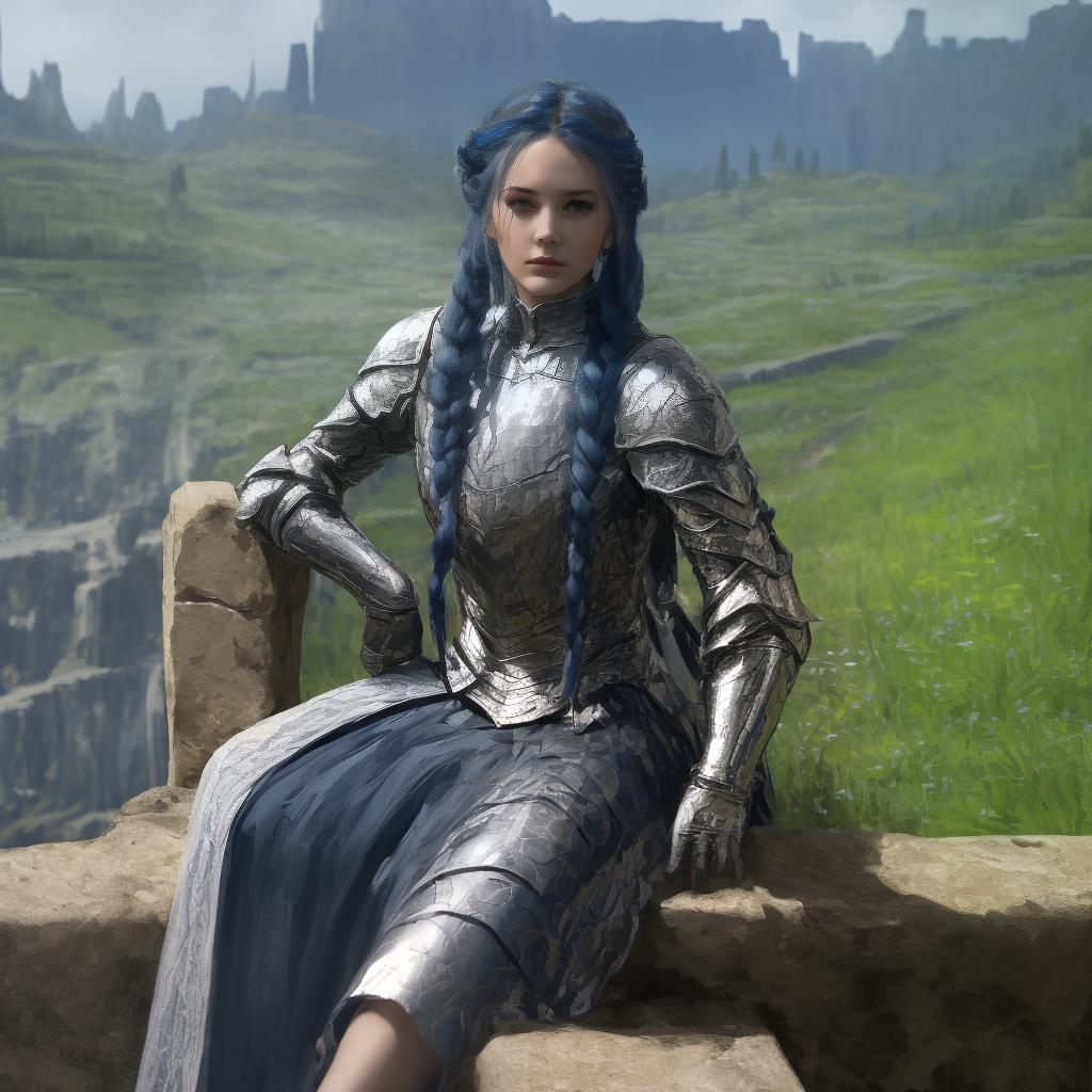 a_female_knight_in_her_armor__resting_her_sword_on_shoulder__blue_brai_S2617934906_St40_G5.3.jpeg