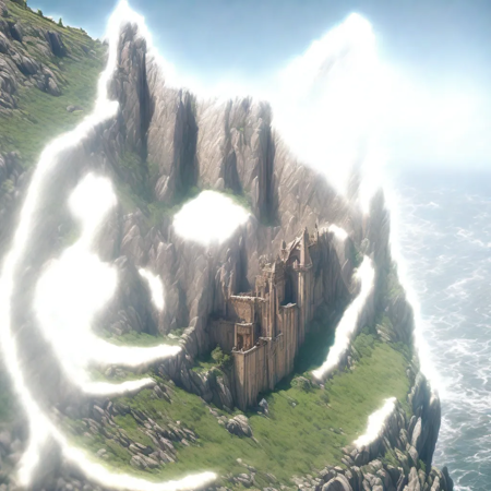 Cinematic scenery, a D&D rpg castle built into the side of a cliff near the ocean in the shape of the internet meme Doge the castle is also shaped like Doge, grassy cliff, concept art, matte painting, perfect sunny day, godrays absurdres, absurd cohesion,very coherent, trending on artstation depth of field, ultra detailed, Hyperrealistic, perfection, centered fit in frame,SimplePositiveXLv2 3D, UE5 render, god rays, clear focus,
