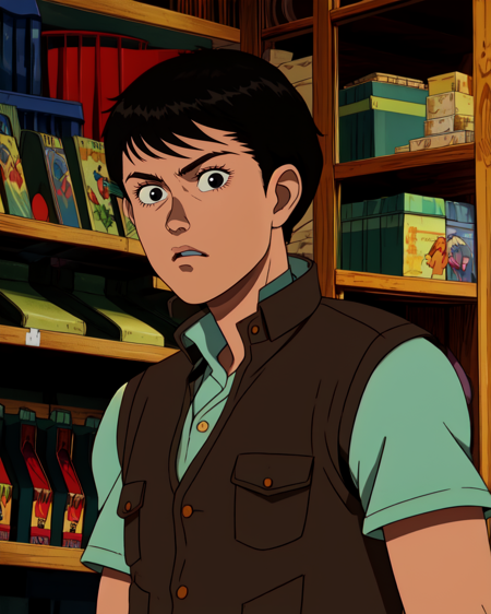 1boy,vest,black eyes,short hair,
standing,upper body,
night,store,
(insanely detailed, beautiful detailed face, masterpiece, best quality),solo,<lora:akiraMovie:1>,