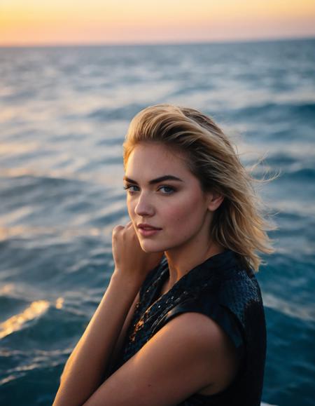 cinematic photo professional fashion close-up portrait photography of a ((ohwx woman)) at sea during Dawn, Nikon Z9,  mole <lora:kateupton_dh128_lora_v2b:1.1> . 35mm photograph, film, bokeh, professional, 4k, highly detailed