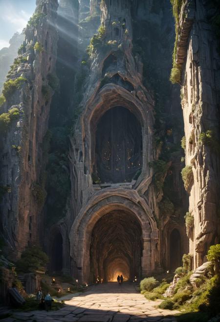 (POV view , DOF, first people view from the entrance, low angle shot:1.4),
(Ancient civilization, Alien Prometheus movie scene, dune movie scene:1.5), 
Emerging from the embrace of shadow, the last wanderer steps into a realm woven by the gods. In an ancient ruin that breathes secrets, their journey unfolds as the universe unveils the dance of light and darkness. Fighting the Forgotten Guardians and pursuing the Cone Relic, they tread a path of danger and awe. From the silent depths of the catacombs to the star whispers of ancient observatories, every discovery peels back the veil of reality. Facing the guardians of the abyss, seeing the majesty of the crystal dragon, the last wanderers embrace their destiny, not as a harbinger of redemption, but as seekers in the labyrinth of time, a mystery that echoes the eternal questions of existence itself.
(Large Files, Ultra Realistic, 8K, 16k, FHD, HD, VFX, Perfect, Photography, composition, Architecture Sales Photography, Architecture Competition, Ultra High Resolution, Cinematography, High Resolution Image:1.1), (dramatic lighting, direct sunlight, ray tracing, clear shadow:1.2),  (real landscape:1.1), (blurred background:1.0), (urban background, more_details) ,
extremely detailed, hillscastel, <stardeaf-cold-arc>, great lighting, clear, Neo Classic