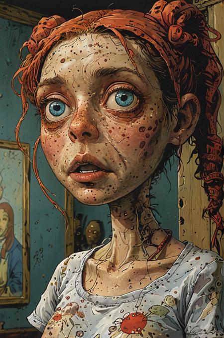 (fabric:1.1),upper body,Style-DoF,1gir,twintails,cute,high quality face,liquify,high detailed,high quality,masterpiece,perfect,aesthetic,Painting,intricate details,modern-style colour illustration,detailed setting,freckles,reaction frame,erotic aesthetics,fabric,<lora:tbh279-sdxl:0.8>,style of Rob Rogers,, Masterpiece, Top Quality, Best Quality, 8K, Very High Detail, Intricate Detail, High Resolution, Best Shadows, High Resolution Textures,