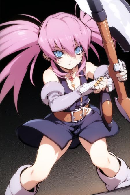 presea combatir, pink hair, blue eyes, twintails, jewelry, belt, 