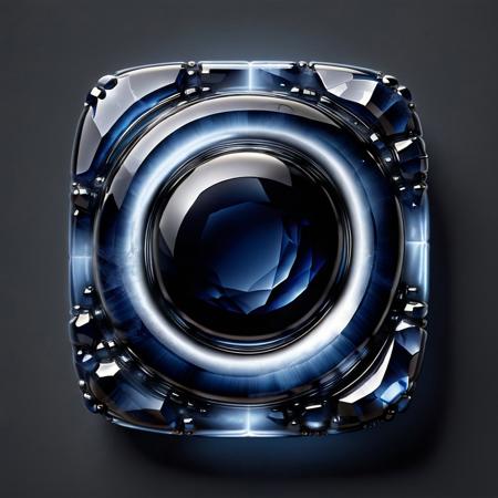 Hyper-realistic, detailed, intricate, from above Game icon: 1.6, 2d, dark-blue obsidian ring plate, monolith Stone, ring style, simple transparent background