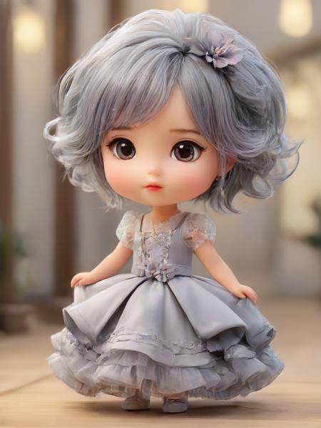 masterpiece,best quality,1girl,cute,chibi,child,Grey hair,Pompadour,