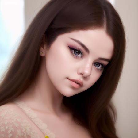 Selena Gomez (masterpiece, best quality) ( full body), ,masterpiece, beautiful detailed eyes, looking at viewer, detailed beautiful face,  extremely detailed, high, 1girl, black hair, long hair, best quality, closed mouth <lora:Selena Gomez:1>,