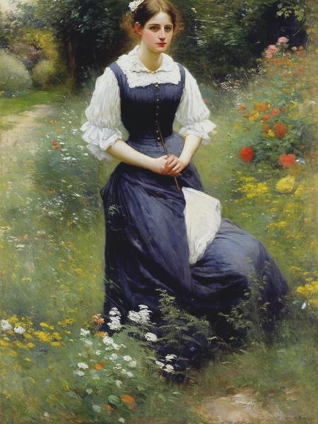 <lyco:JulesBastien-Lepage:1.0> a painting of Eva Green in an Eglish garden by Jules Bastien-Lepage