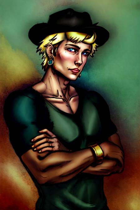 (masterpiece, best quality:1.2),1boy, male focus, solo, <lora:DuskfallArt:.7> , jewelry, hat, blonde hair, shirt, short hair, hoop earrings, baseball cap, earrings, looking at viewer, bracelet, upper body, black headwear, short sleeves, blush,bangs, blue eyes, collarbone, aqua eyes