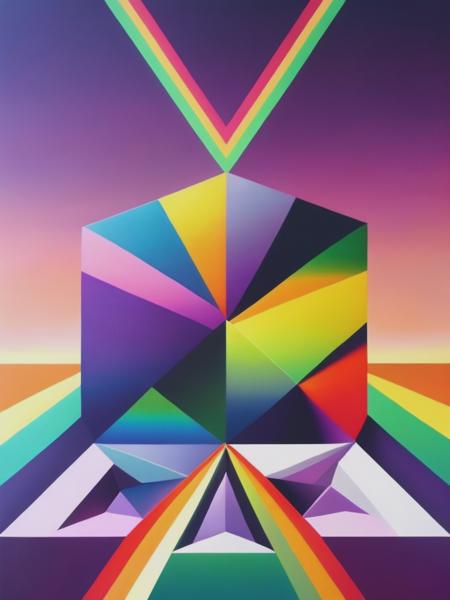 <lyco:OkudaSanMiguel:1.0> amethyst, oil painting by Okuda San Miguel, Rainbow geometric architectures blend with organic shapes, Pop Surrealism, Essence of street forms, Geometric structures and multicolored prints, Colorful, High Detail, intricate details, Symmetry, Poster, 32k resolution render