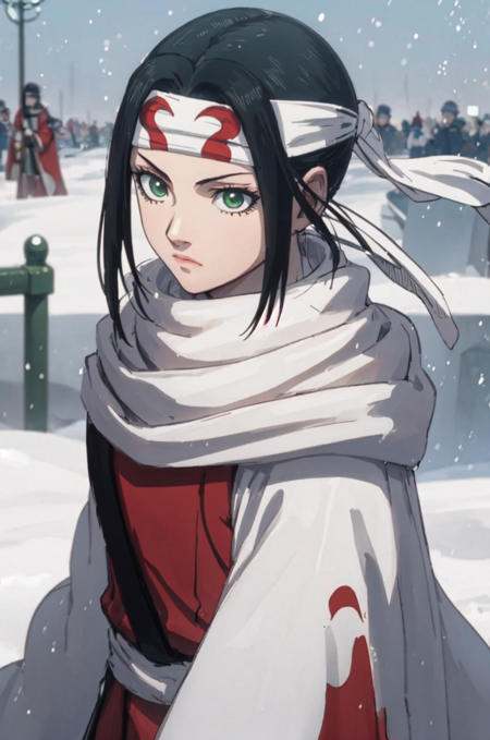 (kyoukaikingdom) <lora:KyoukaiKingdomNAI0:1> green eyes black hair long white headband