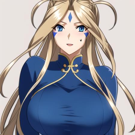 <lora:Bdandy:.4>, (Belldandy), big_breasts, (facial_mark:1.1), blue_eyes, blonde_hair, china_dress