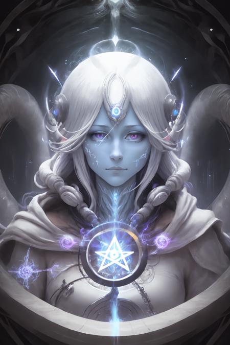 <lora:sh4g0d-000008:0.8> white magician, helix portal, portrait