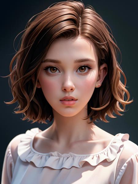 Realistic photo of a beautiful M1ll13bb-v1 woman, 1girl, solo, looking at viewer, short hair, brown hair, long sleeves, brown eyes, upper body, parted lips, lips, realistic, soft lighting, professional Photography, Photorealistic, detailed, RAW, analog, sharp focus, 8k, HD, high quality, masterpiece<lora:M1ll13bb-v1:1.0>