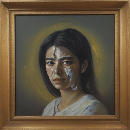 kata_bd portrait painting damage yellowed  <lora:knives_and_time:1>