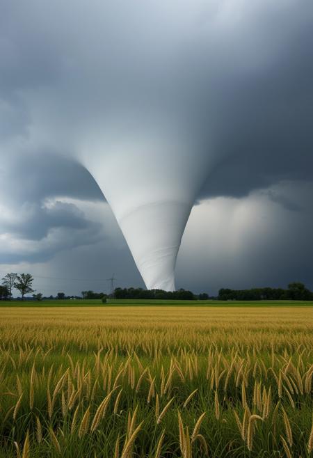 A huge tornado in the field