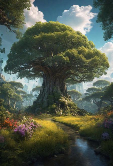 This magical glade, with its ancient trees, vibrant flora, and the touch of something otherworldly in the air by Al Williamson,  (panoramic , artstyle-art deco but extremely beautiful:1.4), (intricate details, masterpiece, best quality:1.4)
Terragen, beautiful massive landscape, epic scenery, Terragen, , looking at viewer
<lora:add-detail-xl:1> <lora:xl_more_art-full_v1:0.5>  <lora:looking_at_viewer:2>
