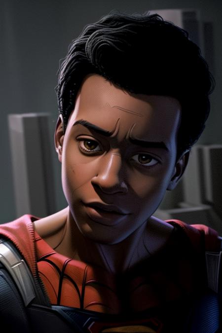 portrait of miles_morales as superman