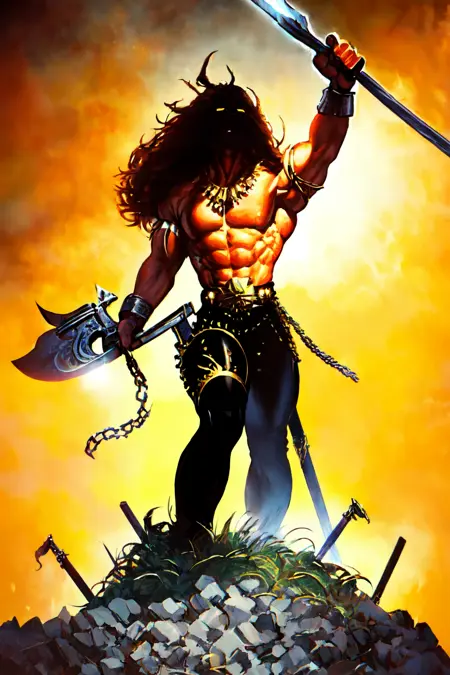 Retro Fantasy Style (Frank Frazetta, Luis Royo and Boris Vallejo) | SD1.5