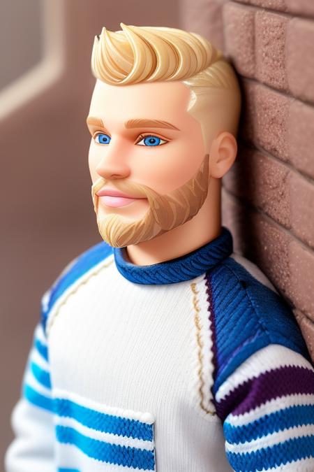 photo of a caucasian blond man in front of wall, beard, athleisure wear, highly detailed, detailed textures, detailed eyes, soft light, dslr, 4k, rainbow colors, <lora:Kenify:1>