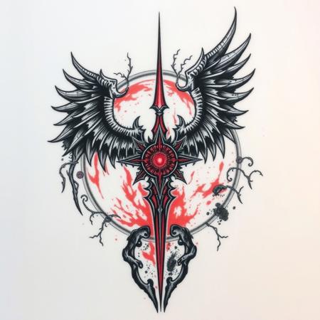 tattoo design, inspired by artwork of the "dark souls" franchise, including dark souls eclipse and darksign