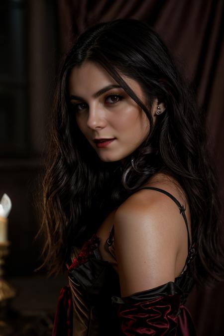 vampire costume ,  ship , night  <lora:Monica1873Barbaro:1> masterpiece, best quality, detailed face, 1girl, solo, a woman, m1873b,