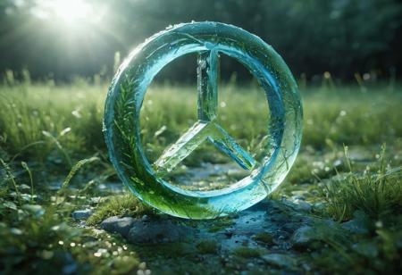 3d render of a symbol for trustworthyness featuring smooth edges in shades of ice-blue and grass-green . The composition includes depth and highlighting light reflections that enhance its modern aesthetic. cinematic lighting, hyper realistic, blender