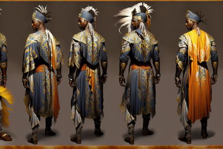 Fantasy concept [ character | costume | fashion ] design reference sheet of a male [ voodoo | witch ]  doctor ( in CCDHT artstyle ( by Alphonse Mucha ) ) and by [ Anne Bachelier | Anders Zorn ],

( [ clear and readable | perfect | dynamic ] posing ) with [ clear and readable | perfect | dynamic | smart ] [ cropping | framing | compositing | focus ]
preserving ( [ clear and readable | neat  and clean ] tangents with loose negative space )