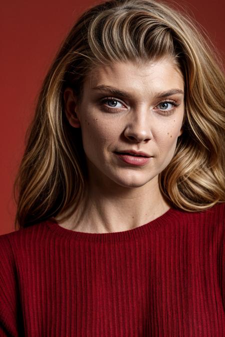 upper body closeup, red sweater, plain background, (high detailed skin:1.1)
<lora:0more_details:1> <lora:natalie_dormer_lora_v01:1> natdormer