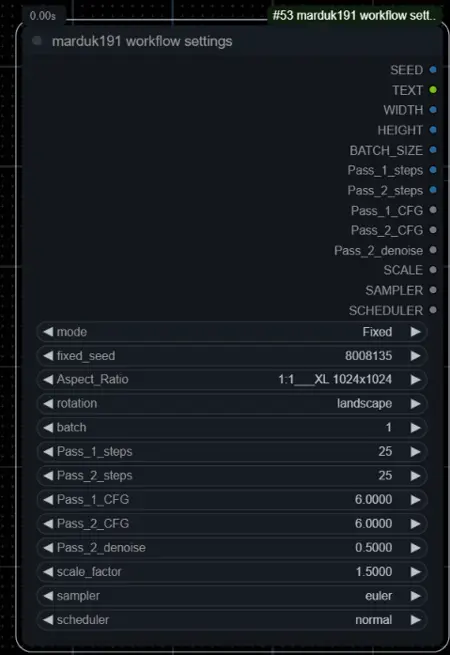 marduk191's ksampler settings node for ComfyUI