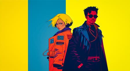 ORIGINAL PROMPT: 90s science fiction anime in the style of cowboy bebop, moebius, done as graphic novel art, using complementary color palette.Spike Spiegel
PRODUCTION PROMPT: Original prompt was used. <lora:cg_concept_style:0.64> <lora:dr_diffusion_negative_detail_enhancer_pnte_2_0:-0.42>