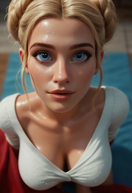 (score_9, score_8_up, score_7_up, 8k, very detailed, high detailed texture, depth of field:1.3), volumetric lighting, ultra detailed skin, detailed animated scene, capturing the warm atmosphere, energic and inviting athomsphere, versailles ambience
Aphrodite, greek god clothes, undressing ((sexy eye contact)), playful, (((confident look))), {18 years old, (blonde hair), focus on face, young face, (((cutie))) (((innocent))), (beautiful and detailed face), the most beautiful face ever, cute face, hint of a smile, very big eyes, blue eyes, small button nose, princess nose, big mouth, red hair tied in a bun, (((the most cute face ever))), parted lips, kneeling, Ass up, nsfw, ((seducing)), breast out, shiny skin, showing off her body, dreamy eyes, sweaty skin, arching back, fit body, thick thighs, thin waists, perfect breast, medium breast, godrays, front view, looking up,
dynamic cinematic illumination, 1dk, up close, leading lines, symmetrical shot,
Beuty, Painstaking Attention To Details, insanely detailed, masterpiece, easynegative