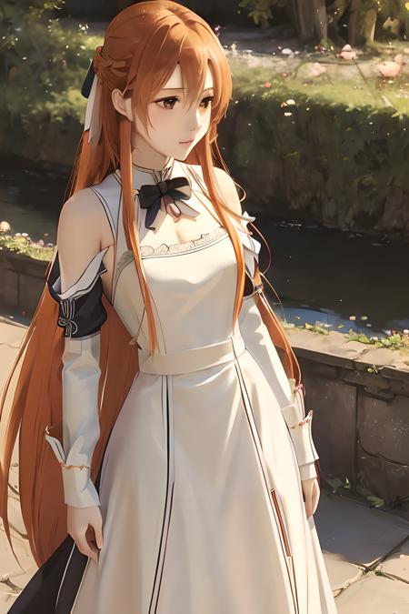 ((masterpiece)), ((best quality)), (slender_body:1.1), (wide_hips:1.2), (narrow_waist:1.2),
Asuna Yuuki, 1girl, long hair, outdoors, orange hair, long hair, realistic, ultra realistic, hyper realistic, real life, highly detailed, focused,
Maid Dress, Maid, Full dress, full sleeve
<lora:Asuna Yuuki 2:0.5>