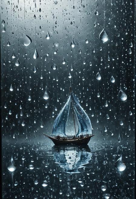 magic ships,tear crystal, to design an image where elements harmoniously transform into water or tear drops. Think landscapes reflecting the melancholy of a serene drizzle, or objects reimagined in fluid brilliance. This is your opportunity to wield creativity with the fluidity and finesse of a raindrop navigating a window pane