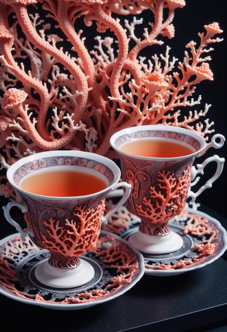 artistic baroque rendition of, intricate details, award winning, Portrait of a Psychedelic (coral style,score_9, score_8_up, score_7_up, score_6_up, a close-up of a pair of tea cups made of coralbugxl, featuring stylish cup design, exquisite and imaginative poster art, coralbugxl decoration, designed by victorine foot, coralbug xl, alice's adventures in wonderland theme, coralbugixl, highly detailed fantasy art, exquisite digital illustrations, detail rich digital art, highly detailed digital painting, surrealist digital artworks, 3d epic illustrations:1.3) , it is anthropomorphic reimagined as a Slytherin character, it is engraved with Gore-Tex and Lavender patterns, desolate nature with Lavender, Winter, tilt shift, deep purple explosions, Bardcore, soft fill lighting, 50mm, Cold Colors, Vitrail, fairy tale, dslr, HDR, (art by Ava DuVernay:0.8) , (Ingmar Bergman:1.2)