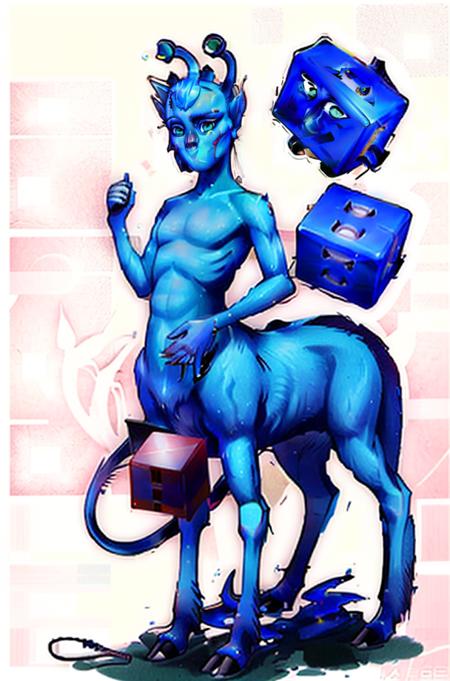 1person, Animorphs_Andalite, (taur:1.4), eyestalks, tail blade, (((holding a small glowing blue cube))), nude, full body,  beautiful face, detailed eyes, detailed face, (masterpiece:1.2), hires, ultra-high resolution, 8K, high quality, (sharp focus:1.2), clean, crisp, cinematic,<lora:Andalite-30:1>