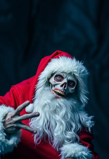 portrait of a zombie dressed as Santa Claus